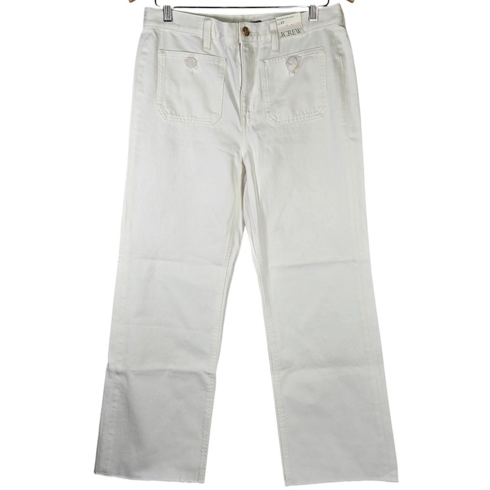 J. Crew Sailor mid-rise relaxed demi-boot jean in white 27 BZ728 NWT